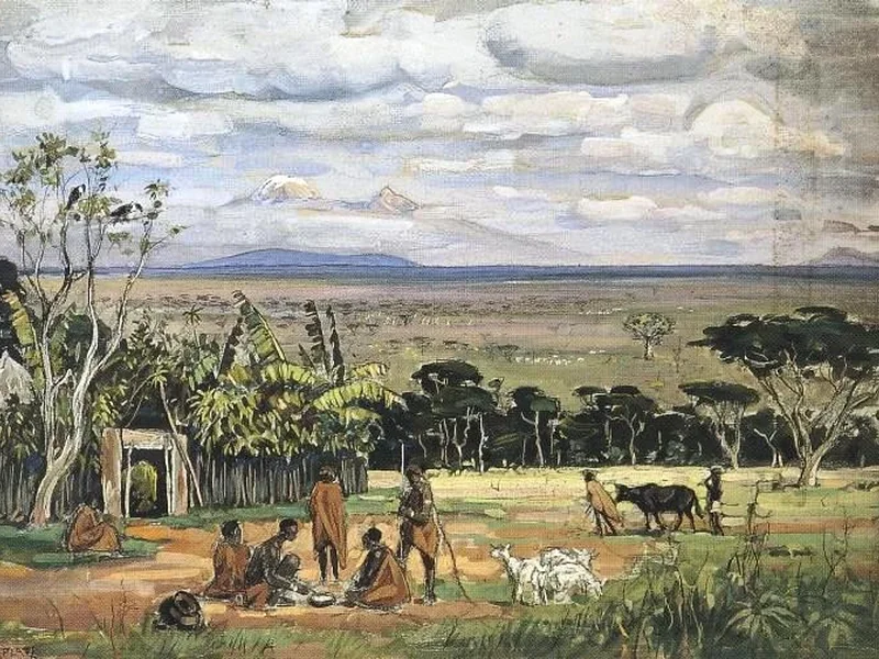 1867-Ernst Platz - Insediamento indigeno ai piedi del Kilimangiaro, 1898